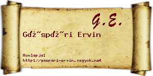 Gáspári Ervin névjegykártya